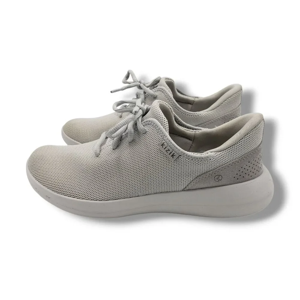 Kizik Madrid Eco Knit Sneakers Womens 9 STAINed‎ Pebble Grey Hands Free